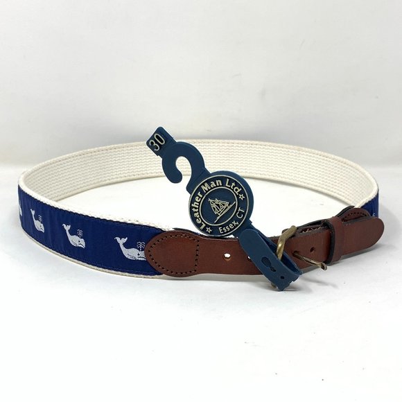 Leatherman Ltd. Other - Leatherman Ltd. Blue Canvas Whales Brass Buckle Br